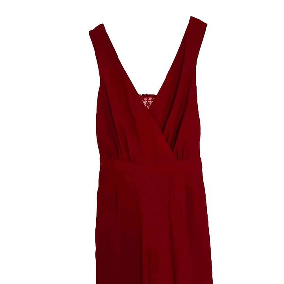 NWT Lulus Kiska Burgundy Lace Wide Leg Jumpsuit S - Picture 6 of 12